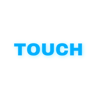 a blue sticker with the word touch on it